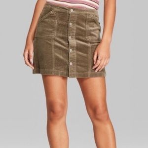 WF Button Down Velvet A Line Pencil Skirt Pockets